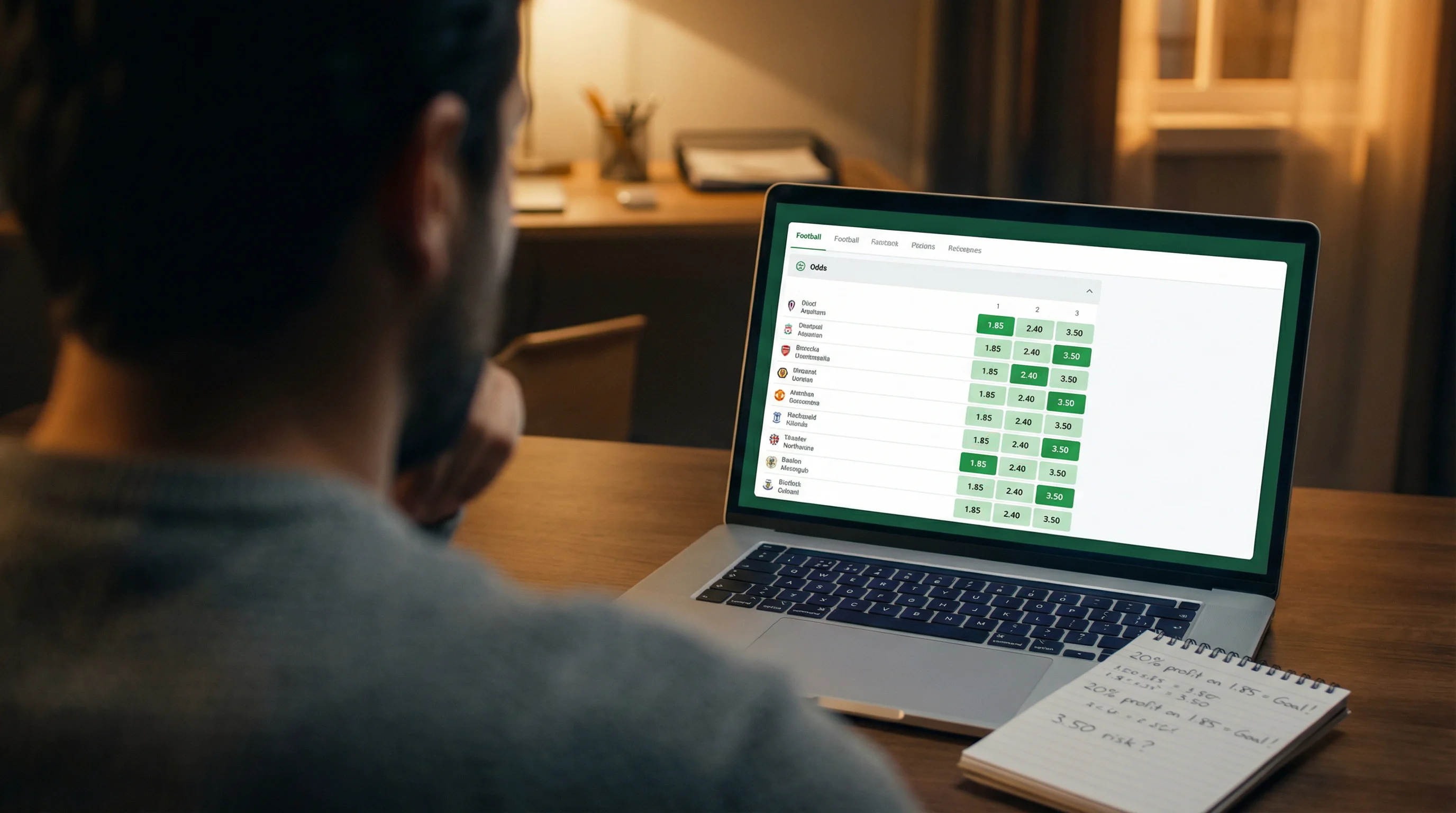 Bundesliga Quoten lesen – Laptop zeigt Quotenvergleich verschiedener Anbieter